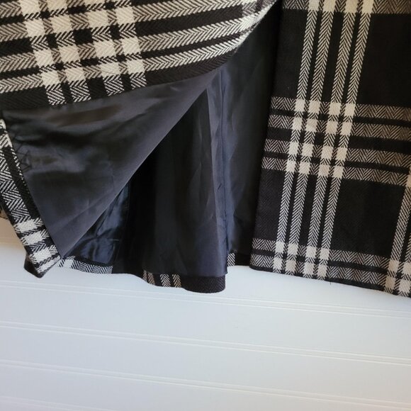 Larry Levine Blazer Womens 10 Black Cream Plaid Swing Short Jacket Lined - Picture 4 of 9